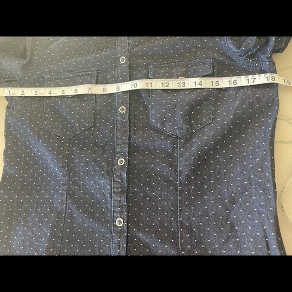 Women’s MAISON CLOCHARD NWT Long Sleeve Snap Denim Dot Shirt-Blue -Size Large - Picture 6 of 6